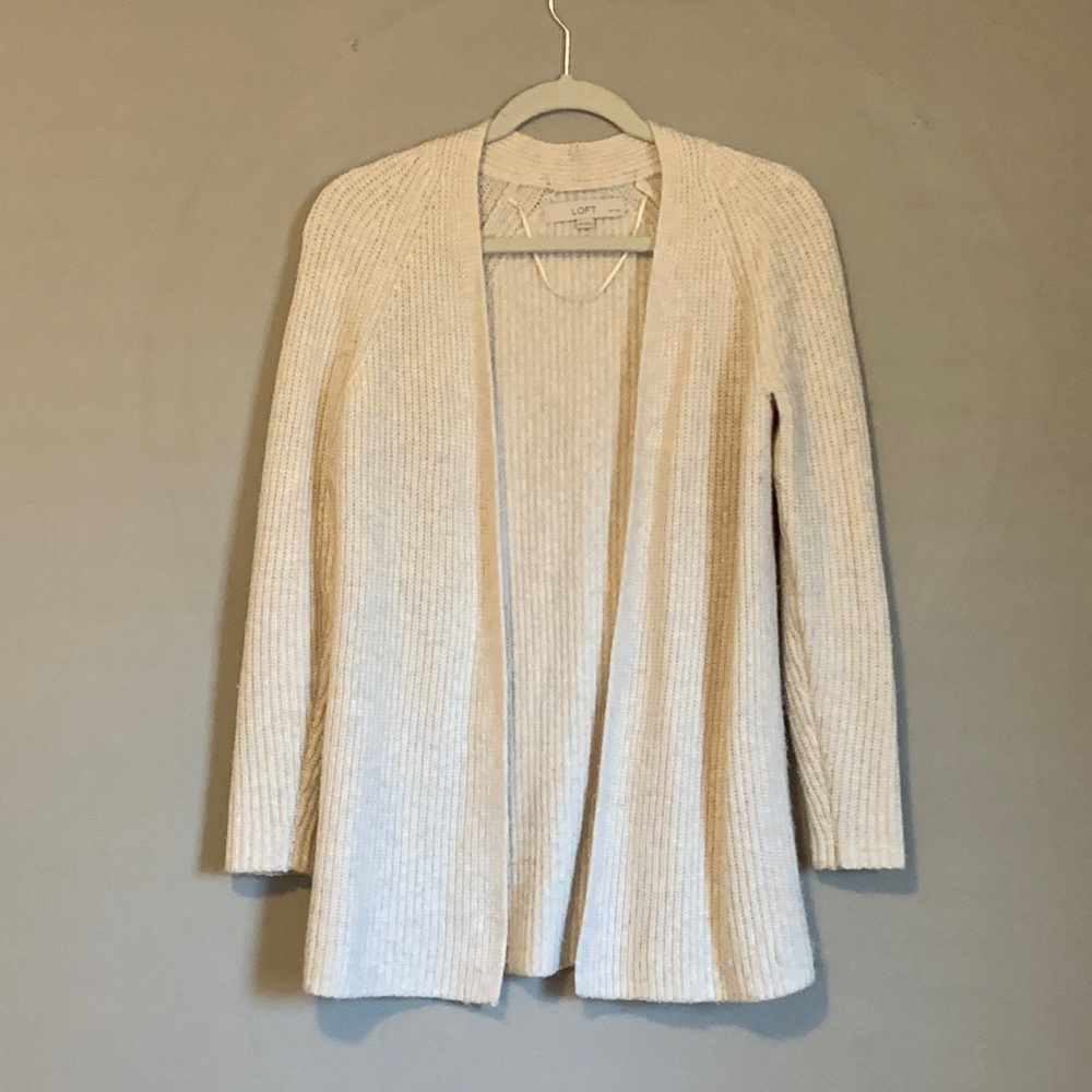 NWOT Loft Petite XS Cream Wool Cardigan Sweater
